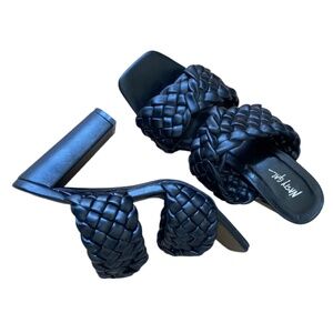 Nasty Gal black open toe slip on  braided sandals.